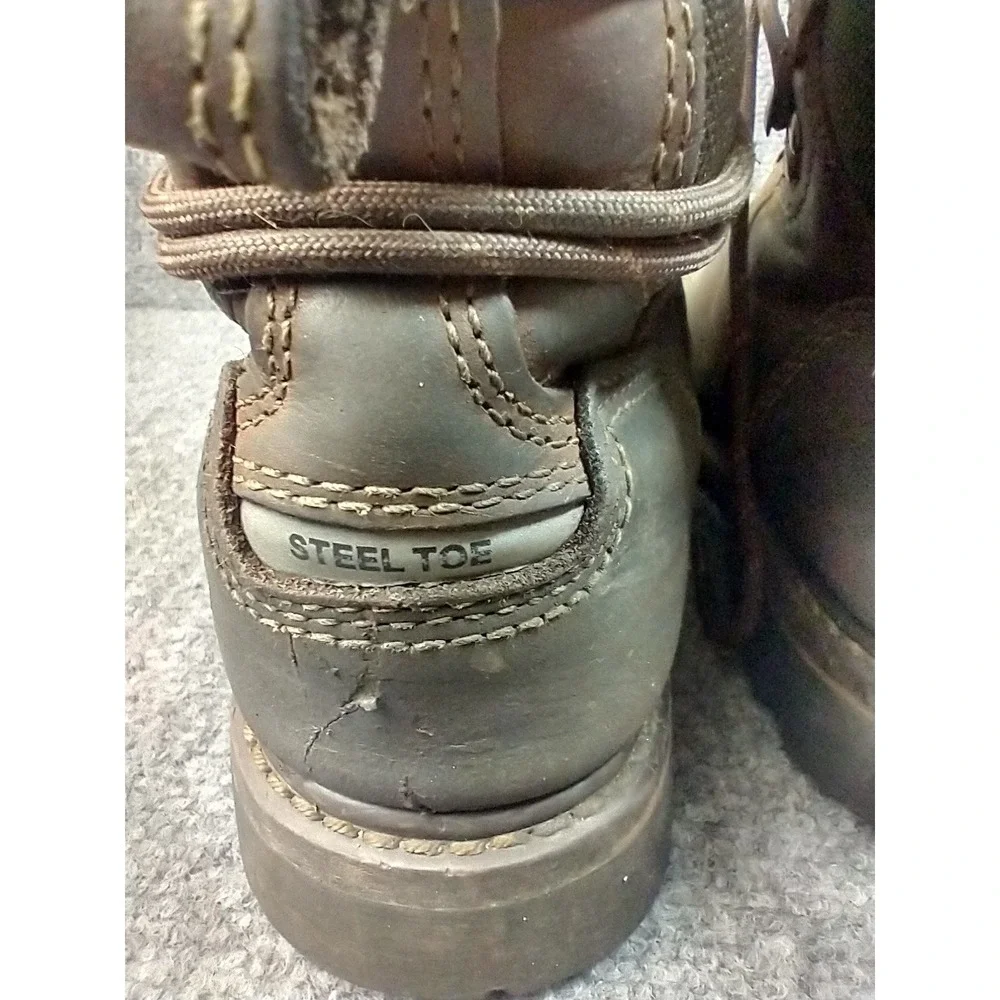Caterpillar Mens 8.5 Brown‎ Leather Steel Toe Waterproof Work Boots NO INSOLES